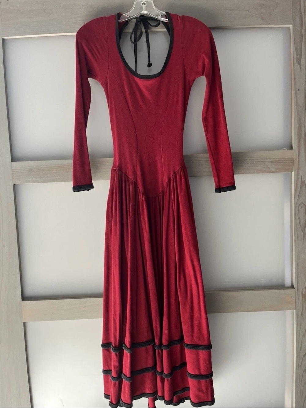 Rare 1980s Betsey Johnson Punk Label Red Backless Drop Waist Dress w/Pockets!